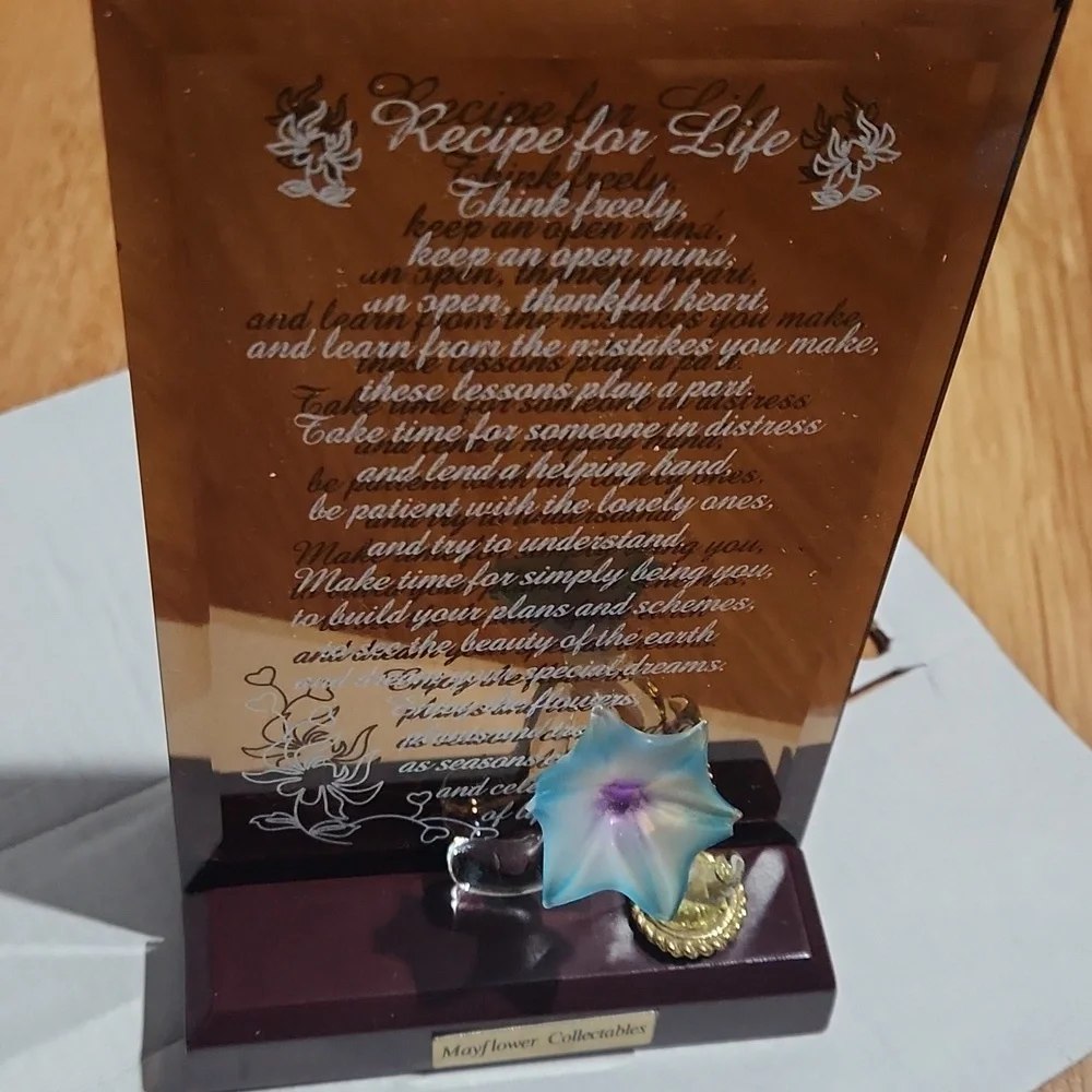 Receipe For Life Glass Plaque New In Box